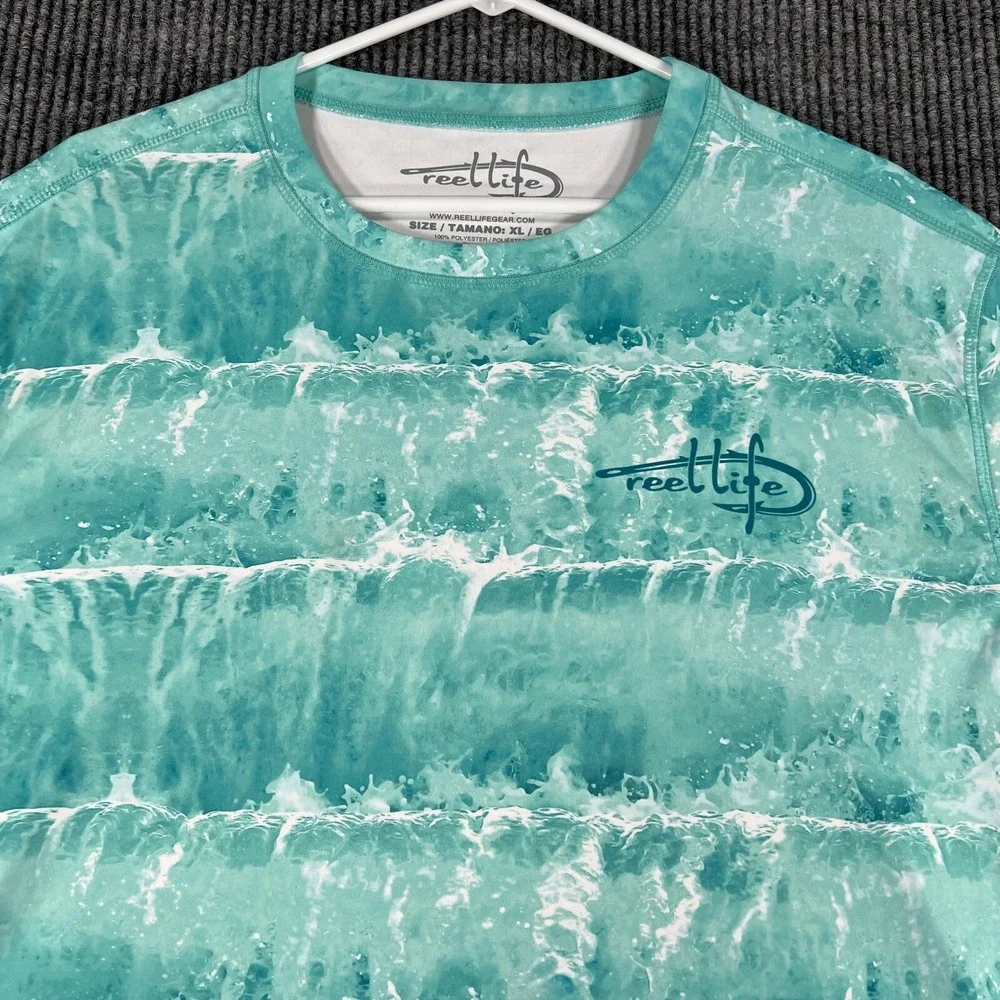 Reel Life Shirt Mens XL Extra Large Green Long Sleeve Fishing Outdoor Casual